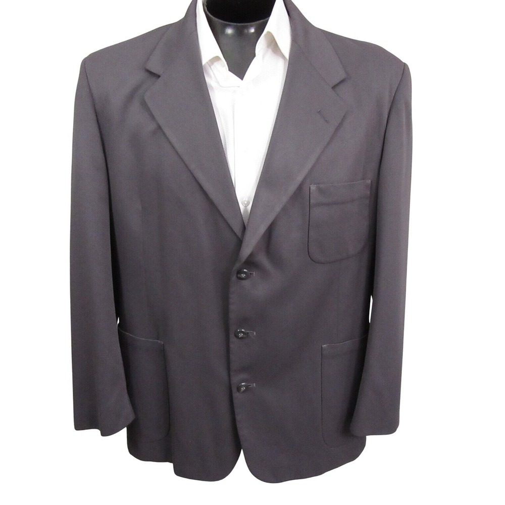 John Henry Mens Sport Coat 46R‎ Gray 3 Button Blazer Jacket Polyester